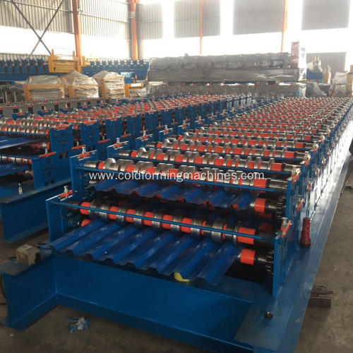 Automatic double layer roofing sheet making machine